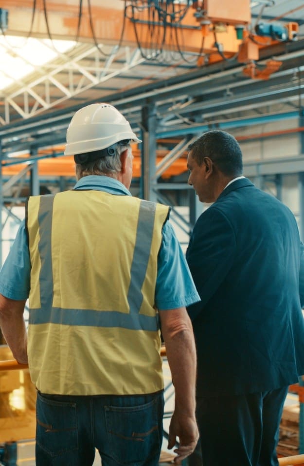 Ingénieur et client discutant ensemble