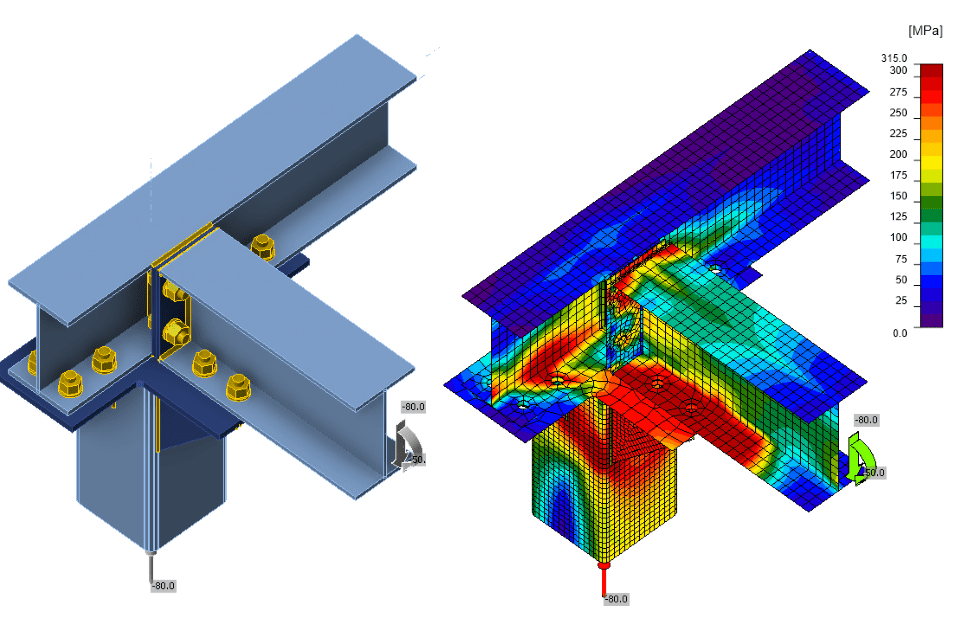 Connexion d'acier en 3D
